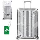 Flintronic Travel Luggage Clear PVC Cover, Luggage Cover Reusable, Suitcase Cover Washable, 28 Inch Suitcase Protective Cover, with Luggage Tag*1