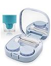 Vastsoon Contact Lens Case with Cleaner Washer, Travel Size Cute Colored Contact Lenses Applicator Removal Tool Kit with Mirror Solution Bottle for Daily Outdoor (Blue)