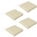 Outsunny Set of 4 Outdoor Seat Cushions with Ties, Water Repellent Seat Pads for Garden Patio Kitchen Office Chairs, Beige