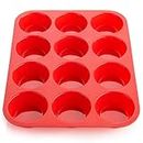 Darkpyro 12 Cup Silicone Muffin & Cupcake Mould - Baking Tray, Red