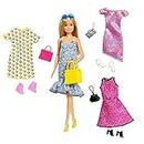Barbie Bambola con 4 Outfit Diversi e Accessori, Giocattolo per Bambini 3 + Anni, GDJ40