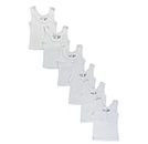 bambini Rib Knit White Sleeveless Tank Top Shirt 6-Pack by Miracle USA, White, 12-18 Months