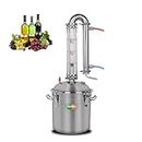 YUEWO Alcohol Still 5.8GAL/13.2GAL Stainless Steel Alcohol Distiller Home Brewing Distillery Kit with 2” Crystal Still Column for DIY Whisky Wine Brandy Gin Vodka Alcohol Making (13.2GAL/50L)
