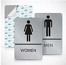 Paynads Men Women Silver Black Glass Door Acrylic Signage Sticker for Washroom Toilet Restroom Wooden Doors Offices Hospitals Mall and Business Sign Stickers (Acrylic) (9 x 6 Inches)