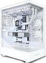 MUSETEX PC CASE ATX 3 Fans Pre-Installed, Type-C Mid Tower Computer Case with Full View Dual Tempered Glass, Gaming PC Case,White(K2)