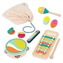 B. toys- Make a Melody- 9pc Wooden Musical Instruments – Xylophone, Tambourine, Harmonica – Drawstring Storage Bag – 2 Years +