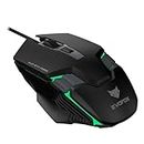 EvoFox Spectre USB Wired Gaming Mouse with Upto 3600 DPI Gaming Sensor | 6 Buttons Design | Upto 7 Million Clicks | 7 Colours Rainbow Lighting with Breathing Effect | 1.5m Braided Cable (Black)