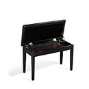 Melodic Piano Bench Stool Keyboard Stool Duet Seat Wood Leather Cushion Flip-Top Seat with Music Books Storage Black