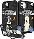 Pegmode (2in1 for iPhone 11 Case for Women Cute Cartoon Teen Boys Phone Cases Fun Cool Black Unique Design with Slide Camera Cover+Ring Holder Funny Fashion for Apple iPhone 11 Cover 6.1 inch