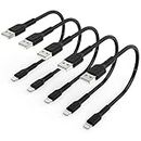 1ft iPhone Charger Cord Short, 5 Pack USB A to Lightning Cable Compatible with Apple iPhone 13 12 11 Pro Max Xs Xr X 8 7 6 Plus 5 SE, iPad Air/Mini, Charging Stations -Black