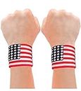 American Flag Sweatband Set American Flag Wrist Bands Team US Flag Clothing USA One Size Fits Most