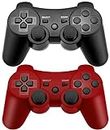 Ceozon PS3 Controller Wireless Playstation 3 Controller Bluetooth Gamepad for Playstation 3 Remote Joystick with Charging Cords 2 Pack Black + Red