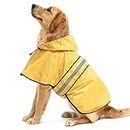 Ezierfy Reflective Dog Rain Coats - Waterproof Adjustable Pet Raincoat Jacket, Lightweight Dog Apparel & Accessories Raincoat for Small to X- Large Dogs(Yellow, Large)