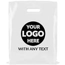 100 SALIFECO Custom Plastic Bags with Logo, 2.36Mil Personalized Shopping Bags with Die Cut Handles, Glossy Gift Bags for Small Business, Boutique, Retail, Trade Shows, Events, Parties (6x8In)