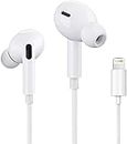 Muvit Lightning Wired Earphone Connector(Built-in Microphone & Volume Control) in-Ear Stereo Headphone/Headset Compatible with iPhone 12/SE/11/XR/XS/X/7/Plus/8/Plus - White