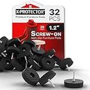X-Protector Screw On Rubber Feet - 32 PCS 1.2" - Premium Non Slip Furniture Pads - Anti Skid Pads for Furniture Feet - Chair Leg Protectors - Furniture Grippers for All Surfaces - Protect Any Floors!