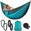 Camping Hammock - Single&Double Lightweigtht Nylon Hammocks with Tree Straps, 300x200cm Portable Hammock Swing for Outdoors, Backpacking, Travel, Beach, Garden, Breathable & Quick Drying Parachute