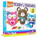 KraFun Sewing Kit for Kids Age 7 8 9 10 11 12 Beginner My First Art & Craft, Includes 3 Stuffed Animal Dolls, Instruction & Plush Felt Materials for Learn to Sew, Embroidery Skills - Teddy & Friends
