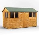 Power Sheds wooden shed. 12x6 apex wooden garden shed. Double door workshop shed 12 x 6.
