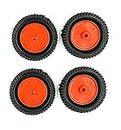 INVENTO 4pcs 75mm x 13mm Plastic Robotic Wheel Durable Rubber Tire Wheel 6mm Hole for DC Geared Motor RC Car Robot