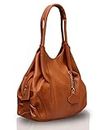 Fostelo Women's Style Diva Faux Leather Handbag (Tan) (Large)