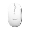 Macally Wireless Bluetooth Mouse for Mac, MacBook Pro/Air, iPad, and PC - Quiet Click and Comfortable Wireless Mouse - Compatible Wireless Apple Mouse - White Laptop Mouse Bluetooth
