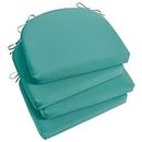Basic Beyond Outdoor Chair Cushions for Patio Furniture, Waterproof Outdoor Cushions, Round Corner Patio Chair Cushions Set of 4 with Ties, 17"x16"x2", Teal