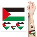 Mayoii 10 Blatt Palästinensische Flagge Temporäre Tattoo Aufkleber, Wasserdicht Fake Tattoos Körper Kunst Aufkleber auf Gesicht, Realistische Temporäre Tattoo für Palästina Nationalfeiertag
