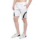 DIA A DIA Men's Gym Workout Sports Shorts with Zipper Pocket (White, L)