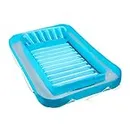 Inflatable Tanning Pool Lounge Float | Personal Pool Lounger with Pillow | Inflatable Tanning Pool Bed (Blue) | 13 Years+