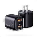 [2-Pack] VOLTME 12W Dual Port USB-A Wall Charger with Foldable Plug, 2.4A 5V Charging Plug Block Adapter Mini Cube Compatible with iPad/iPhone 12/11/XR/X/Xs/Xr/8/7/6/6s Plus/SE/5c Black