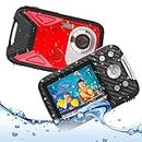 Heegomn Waterproof Digital Camera for Children, Full HD 1080P, 8x Digital Zoom, 16MP Underwater Cam for Teenagers/Beginners (Red)