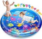 Whixant Infant Toy Gift Activity Play Mat, Baby Infant Toddlers Inflatable Water Floor Mat, Children Growth Activity Tool Tummy Time Baby Water Mat Toy for Newborn Baby Boy Girl - Blue