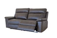 Premium Air Leather Manual Recliner Sofa, Upholstered 3-Seater Sofa Couch, Gray