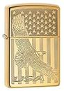 Zippo Lighter: USA Flying Eagle and Flag, Engraved - High Polish Brass 80744