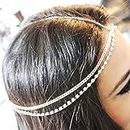 Fstrend Boho Fashion Layered Head Chains Sparking Rhinestone Headband Jewelry for Women and Girls(Silver)