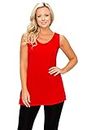 Jostar Women's Stretchy Vented Tunic Tank Top Sleeveless Large Red