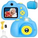 Cámara infantil 1080P con pantalla de 2,0, cámara digital para niños con tarjeta SD de 32 GB, selfie infantil, cámara de fotos para niños y niñas, regalo de cumpleaños, juguete de Navidad (azul)
