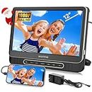WONNIE 12" Headrest DVD Player Portable for Car, Support 1080P/MP4 Video with HDMI Input/Output, Mounting Bracket, AC Adapter, Car Charger, AV Out, USB Card Reader, Last Memory