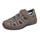 Orthofeet Men's Orthopedic Brown Leather Clearwater Sandals, Size 8 Wide