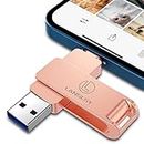 Photo Stick for iPhone Flash Drive 256GB,LANSLSY USB Flash Drive for iPhone USB 3.0 External Storage,3 in 1 iPhone Thumb Drive Memory Stick for iPhone/iPad/Android/PC/Mac…
