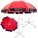RAINPOPSON Garden Umbrella with Stand 7ft Outdoor Big size for Hotel,Shop,Restudent Patio Garden Umbrella (Red)