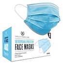 H HARLEY STREET CARE Disposable Blue Face Masks Protective 3 Ply Breathable Triple Layer Mouth Cover with Elastic Earloops (Pack of 50)