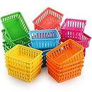 DEAYOU 24 Pack Classroom Storage Baskets, Small Plastic Baskets for Organizing, Colorful Storage Trays, Crayon Pencil Containers Organizer Bins for Desk, Drawer, Home, Office, 6.1"L x 4.7"W x 2.4"H
