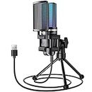 Gaming USB Microphone for PC, TONOR RGB Condenser Computer Mic with Tripod Stand, Quick Mute, Gain Control, for Gaming, Streaming, Podcasting, Recording, Cardioid Mic Kit on Laptop/PS4/PS5 TC777 Pro