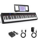 88 Key Weighted Keyboard Piano,Kmise Full Size Heavy Hammer Action Key Digital Piano with Music Stand Pedal MIDI Connecting for Professional Beginner