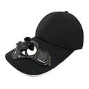 Neuvikter Air Fan Cooled Baseball Hat Fishing Cycling Hat Summer Outdoor Sports Cap with Cool Fan for Solar Energy Save Hat Black