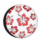 Pretty Hibiscus Spare Tire Cover Red Hawaiian Flower Aloha Blossom Funky Wheel Covers for RV Tires Camper Tire Case Protectors for Trailer Rv SUV Truck Travel Trailer 15 in