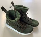Nike ROSHE ONE High Sneaker boots Womens Size 7.5 Green Fur Lining