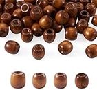 DIY Crafts 260, Rustic Wood Beads Round Natural Natural Dyed Wood Beads CoconutBrown Large Hole Barrel Wooden Spacer Charms for Jewelry Craft Necklace Bracelet Earring Making Hand Cuff A (260)
